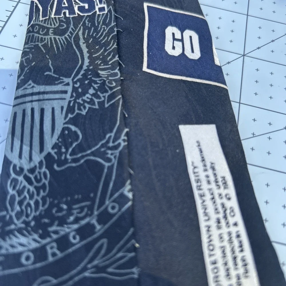 Vintage Ralph Marlin Georgetown Hoyas Necktie GU Jack Bulldog Graphic 90s Tie